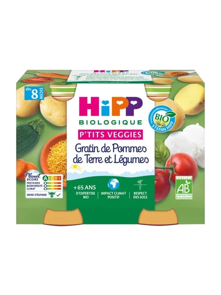 Hipp Gratin de Pommes de Terre et Légumes Pots 2 X 190 g Dès 8 Mois