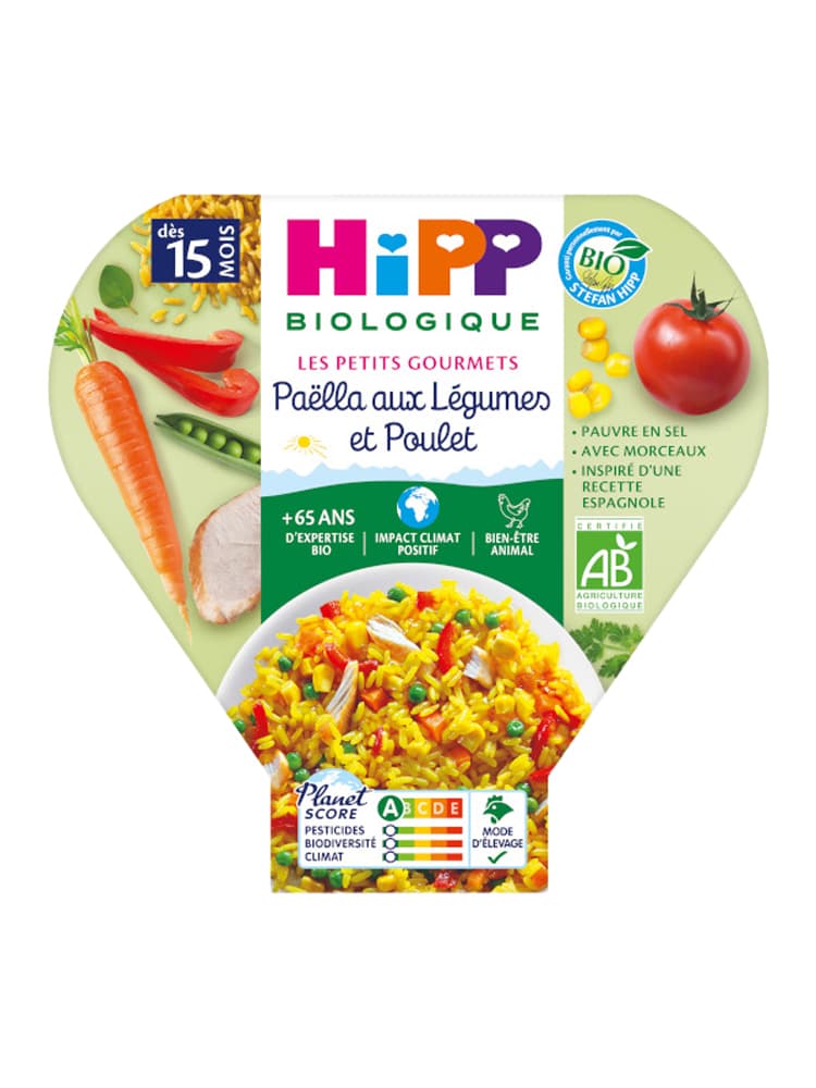 Hipp Paëlla Aux Légumes et Poulet Assiette 250 g Dès 15 Mois