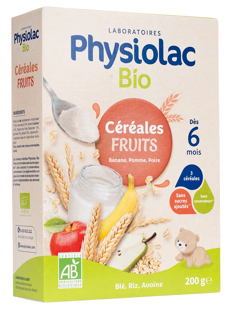 Physiolac Bio Céréales Fruits 200 g