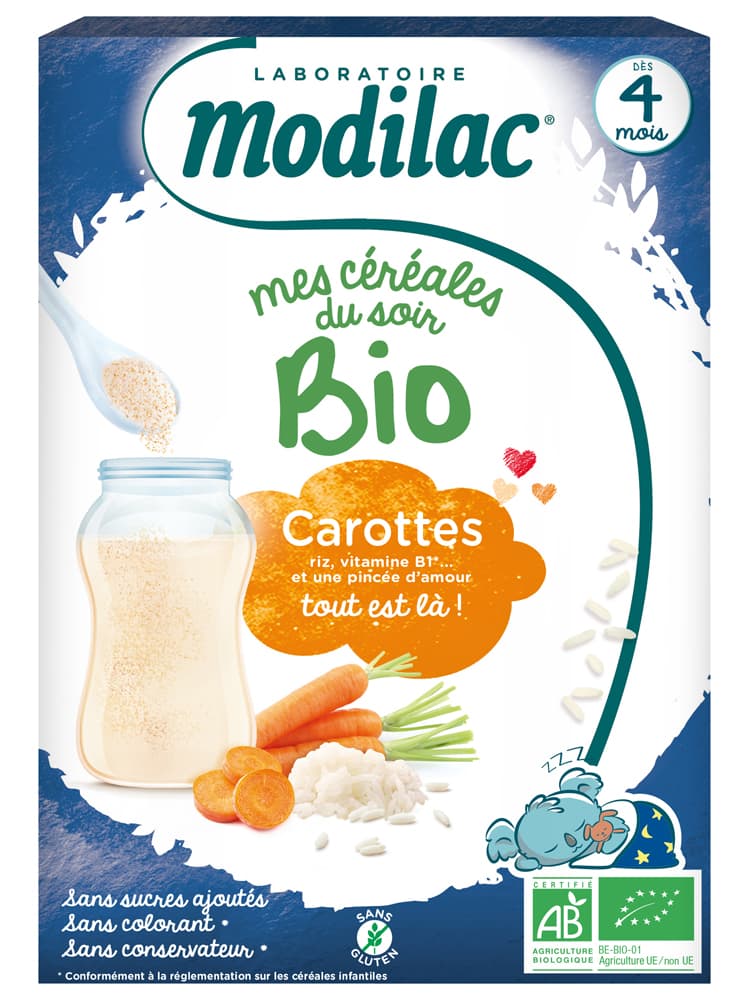 Modilac Céréales Bio Riz Carotte 250 g