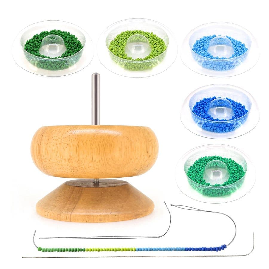 1 Set Perle Perlage Outil , Y Compris 1 pièce En Bois Perle , 5 pièces Transparent Bols , 2 pièces Perlage Aiguilles , Rapide changeable Pour