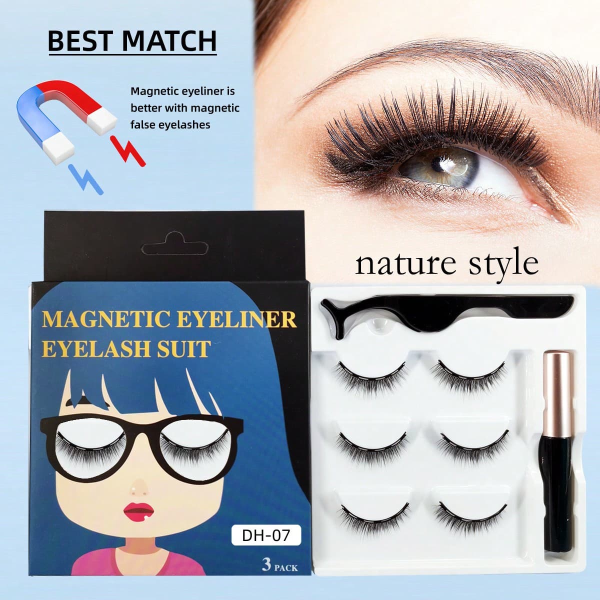 Ensemble De 3 Paires De Faux Cils Magnétiques, Réutilisables, Doux, Confortables, Faciles À Porter, Légers Et Naturels, Comme De Vrais Cils,