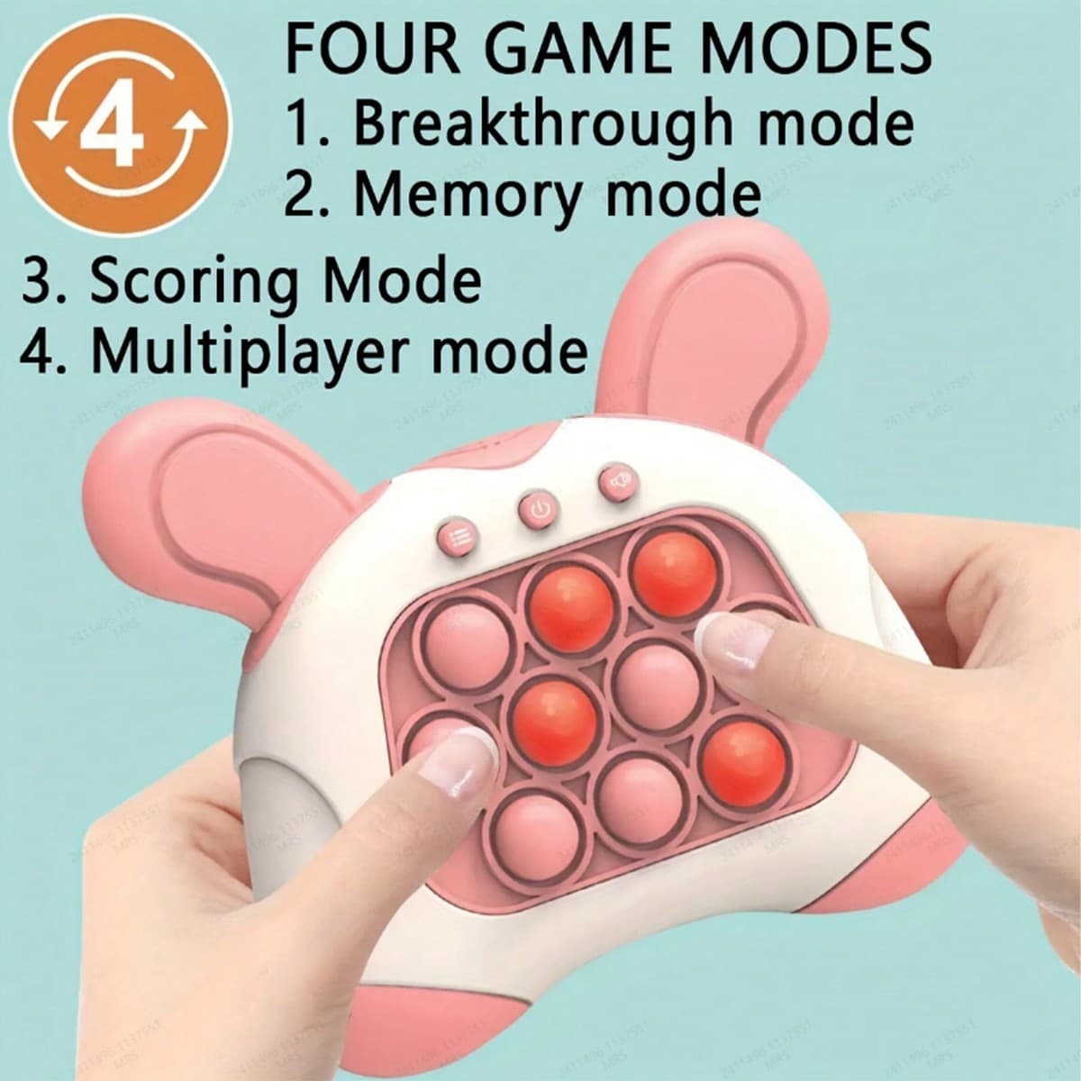 1 set Oreilles De Lapin Roses Console De Jeux À Bulles À Poussée Rapide Jouet À Poussée Rapide Jouets De Jeu Pop Fidget Jouet À Poussée Rapide