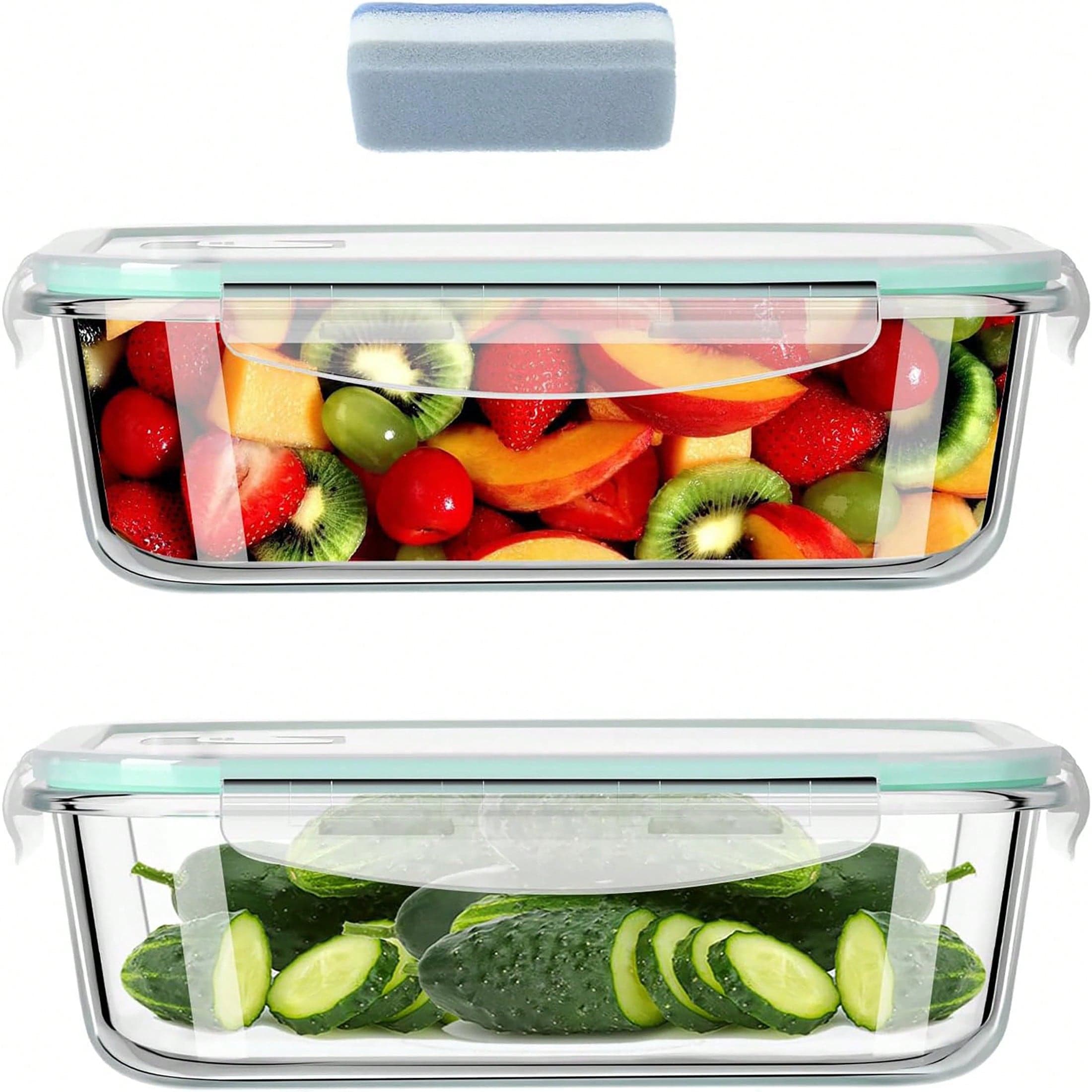 Ensemble De Contenants De Stockage D'aliments, Contenants En Verre Épais Anti-fuites Avec Couvercles, Contenants De Préparation De Repas,
