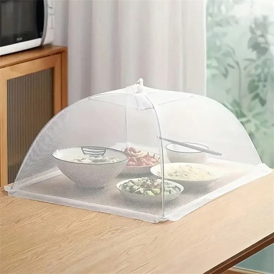 Tente de couvercle de nourriture en maille réutilisable: Anti-poussière et anti-insectes, facile à ouvrir pour les barbecues, pique-niques, repas