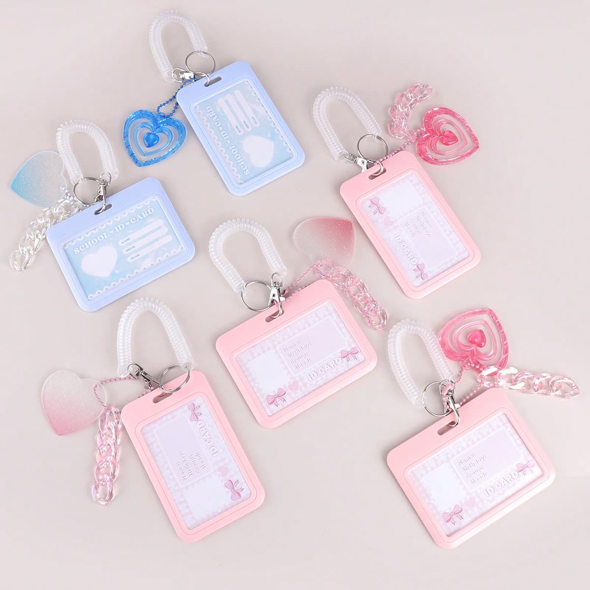 1 pièce Porte-cartes de haute qualité avec enrouleur de cordon mignon en forme de cœur, adapté pour carte didentité étudiante, carte repas,