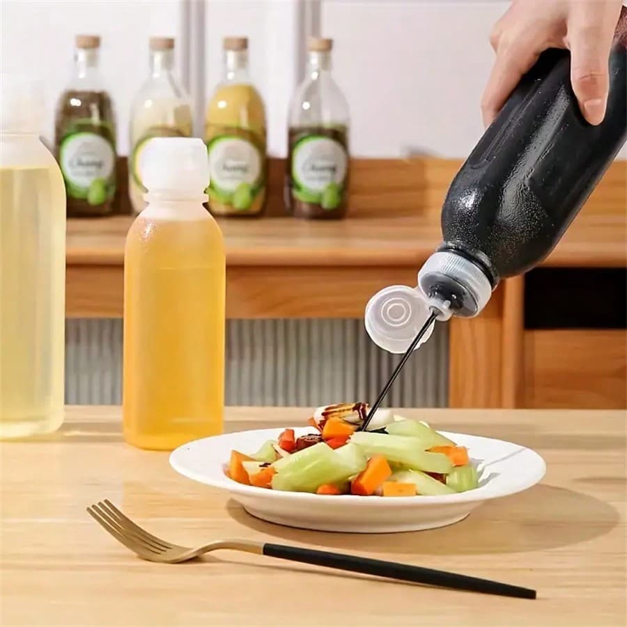 Bouteille à presser de 300 ml/500 ml/1000 ml pour sauces, assaisonnements, vinaigre, vinaigrette de salade et ketchup, distributeur d'huile avec