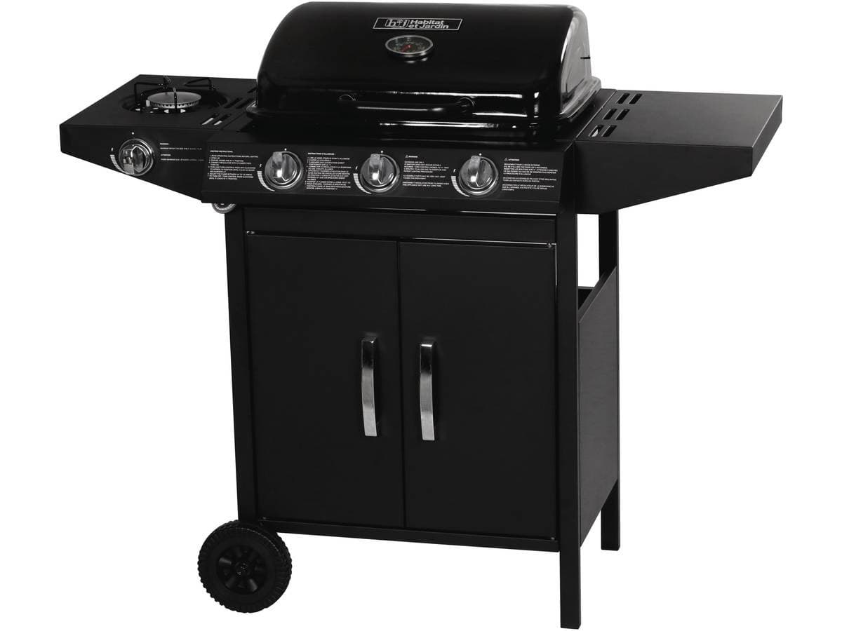 Barbecue gaz "Festa 4" - 4 brûleurs dont 1 latéral - 10.5kW - Noir