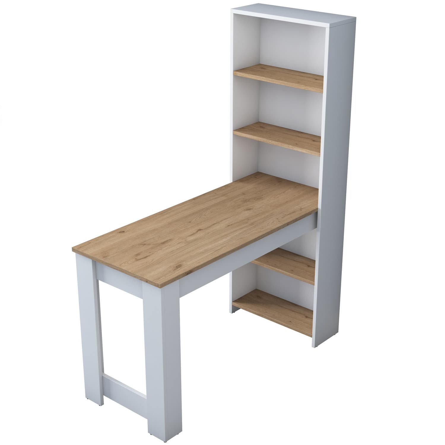 Table de repas avec étagères en bois "Jong" - 120 x 54 x 154 cm - Marron